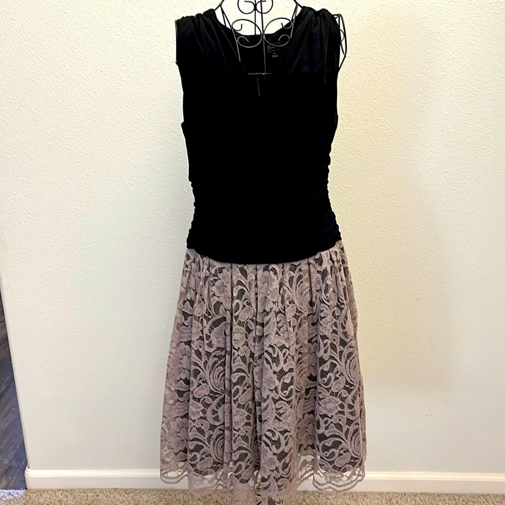 DRESSBARN MAUVE AND BLACK BEAUTIFUL DRESS